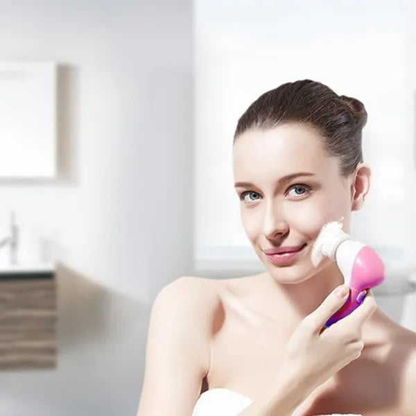 Waterproof Facial Cleansing Brush - 5-in-1 Electric Face Scrubber